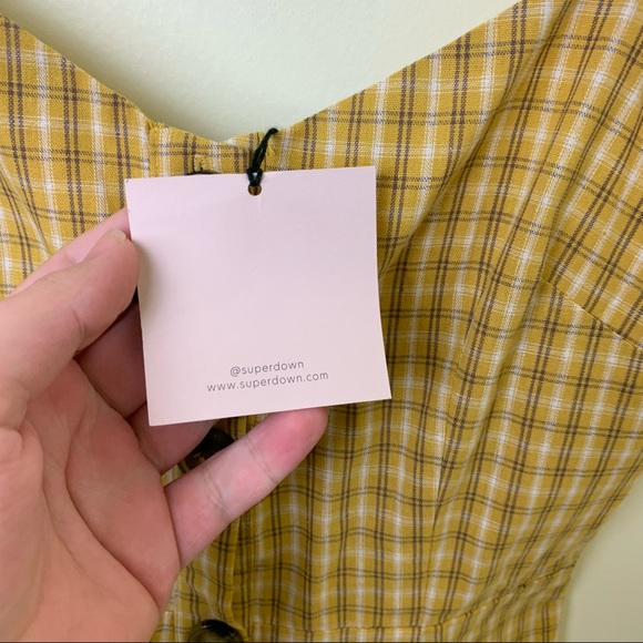 NWT REVOLVE Superdown Millie Button Up Dress in Yellow Plaid | Size XS - Picture 7 of 15